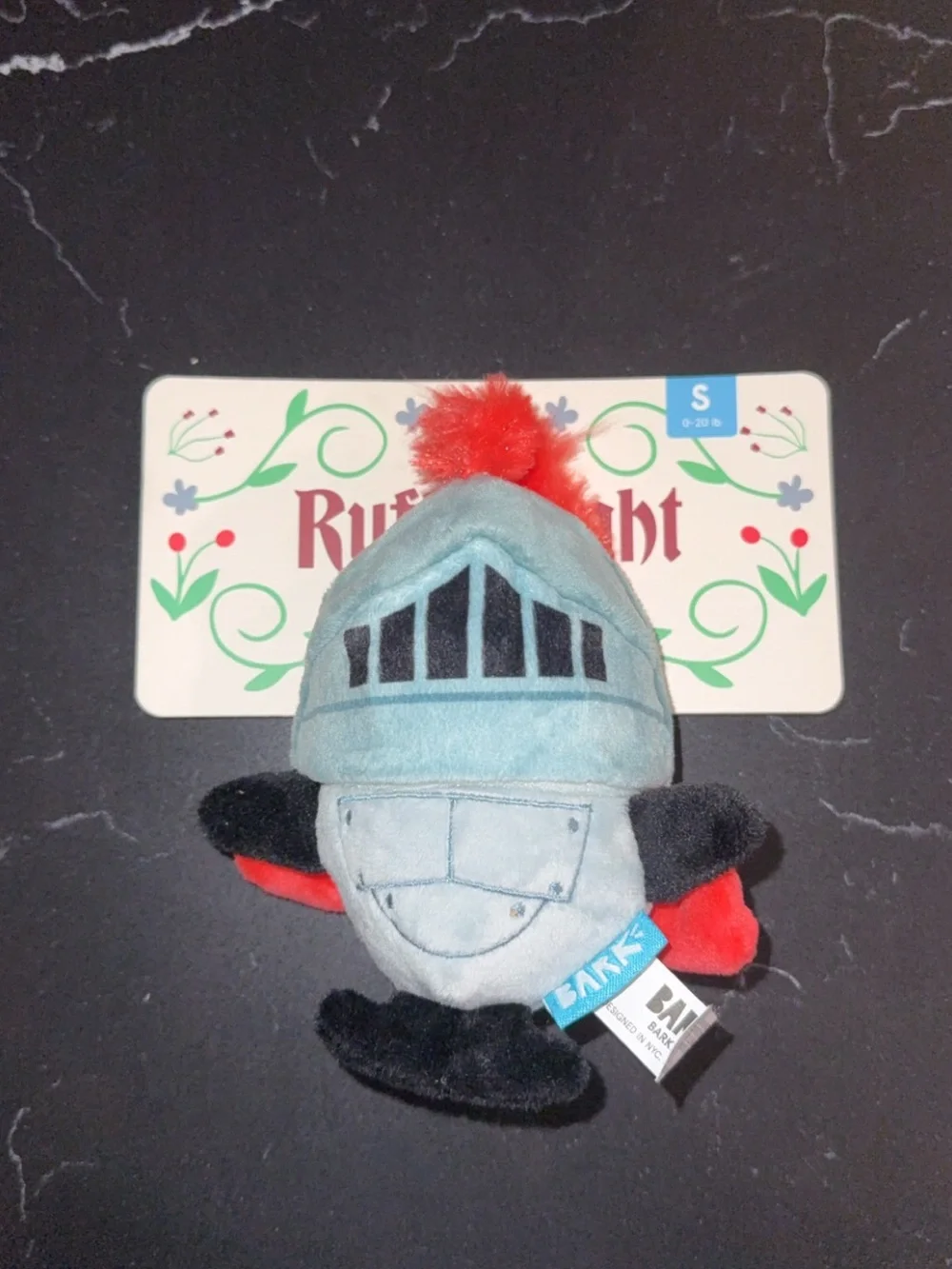 Bark Light Blue Knight Plush Toy with Red Plume